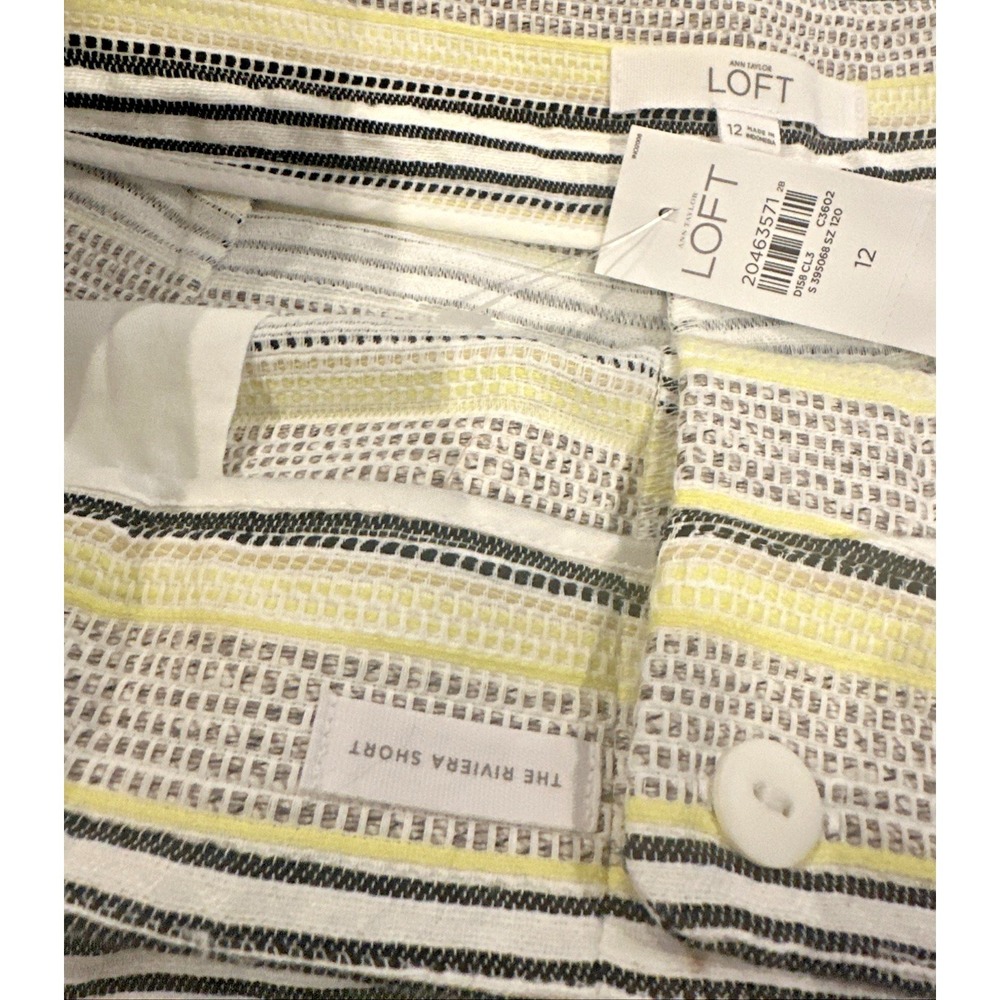 Ann Taylor Loft Size 12 The Riviera Short Textured Multi Stripe 4" LInen Blend‎ - Picture 4 of 11